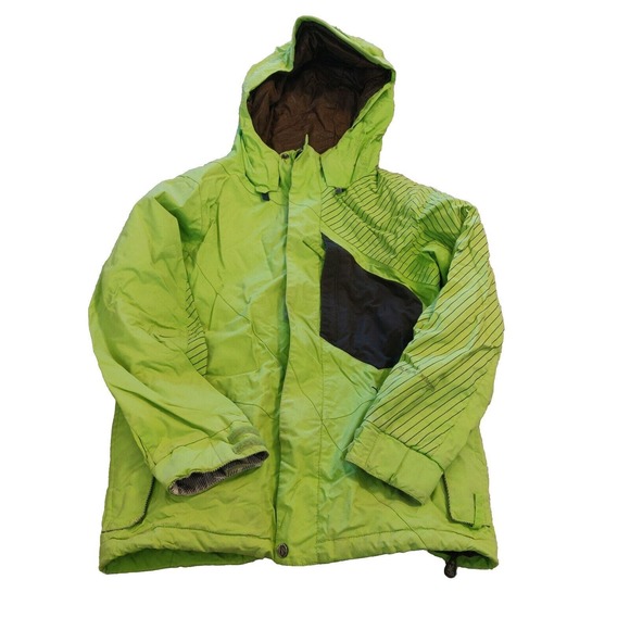 Volcom Youth Boys Parka Green Hooded Full Zip Size M Venting.
